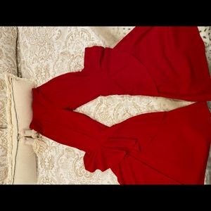 Red ruffle bell bottoms
